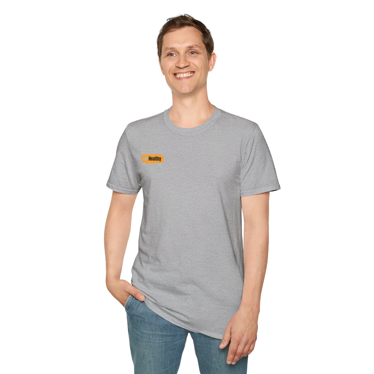 Eat health tee in red text