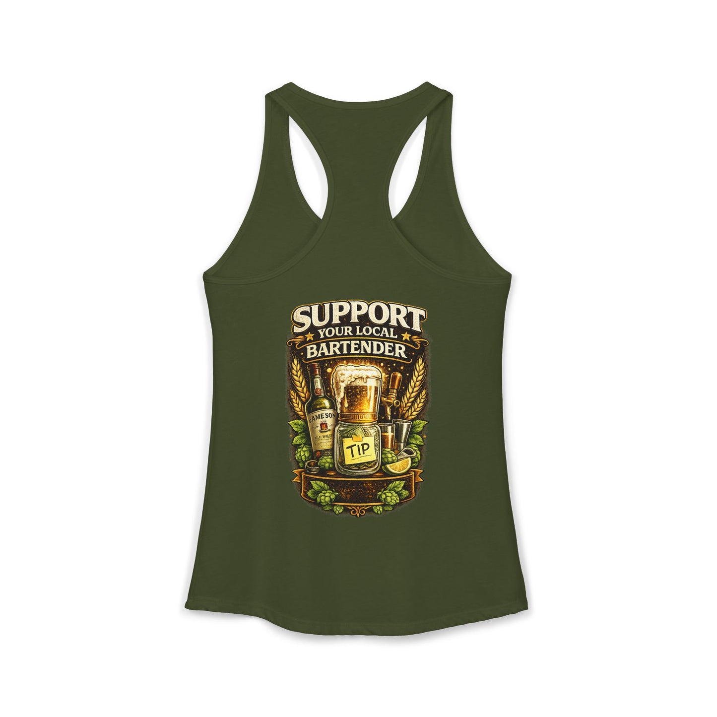 Support Your Local Bartender Racerback Tank, Tip Local Bar Staff