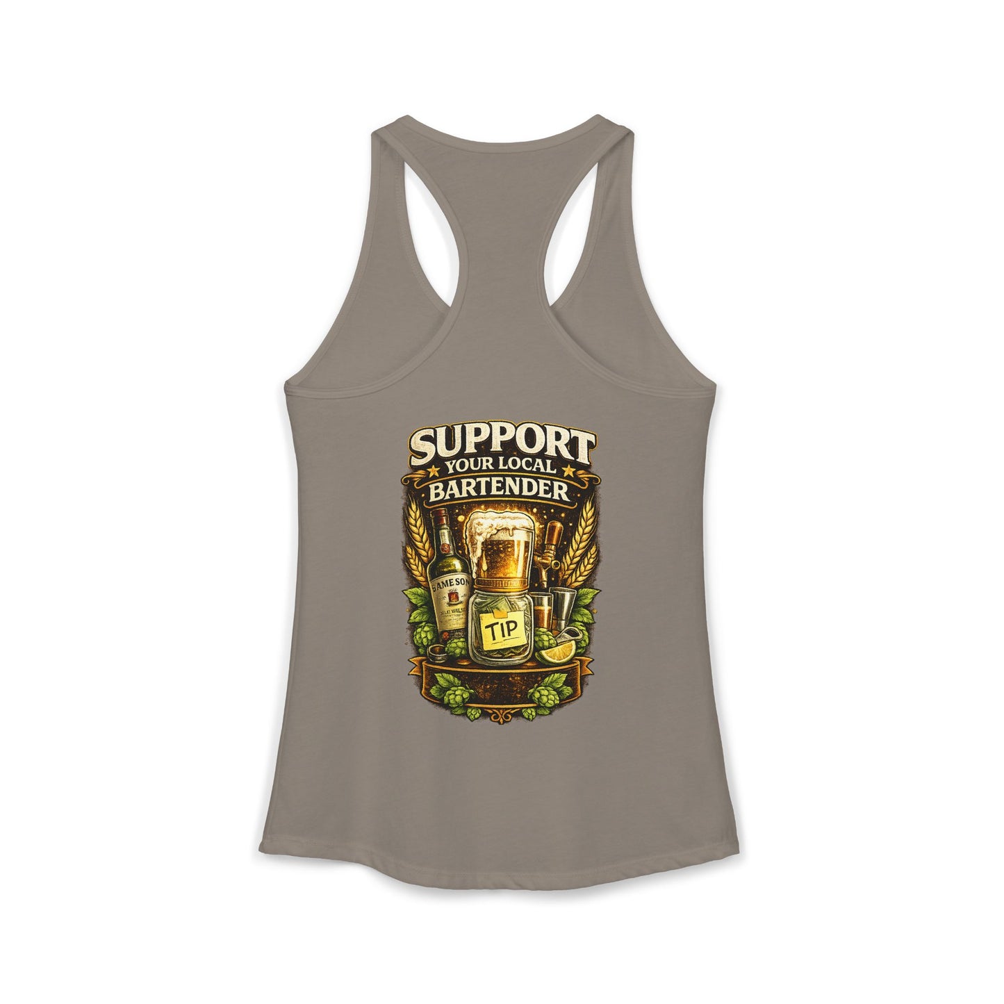 Support Your Local Bartender Racerback Tank, Tip Local Bar Staff