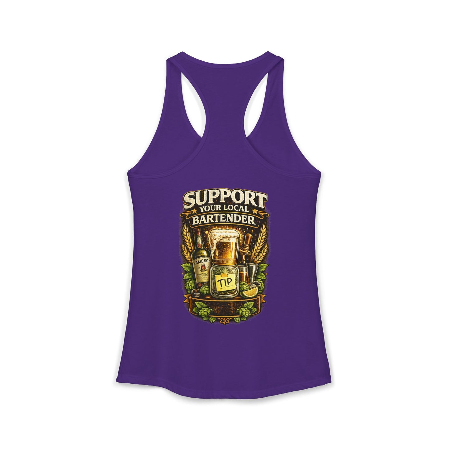 Support Your Local Bartender Racerback Tank, Tip Local Bar Staff