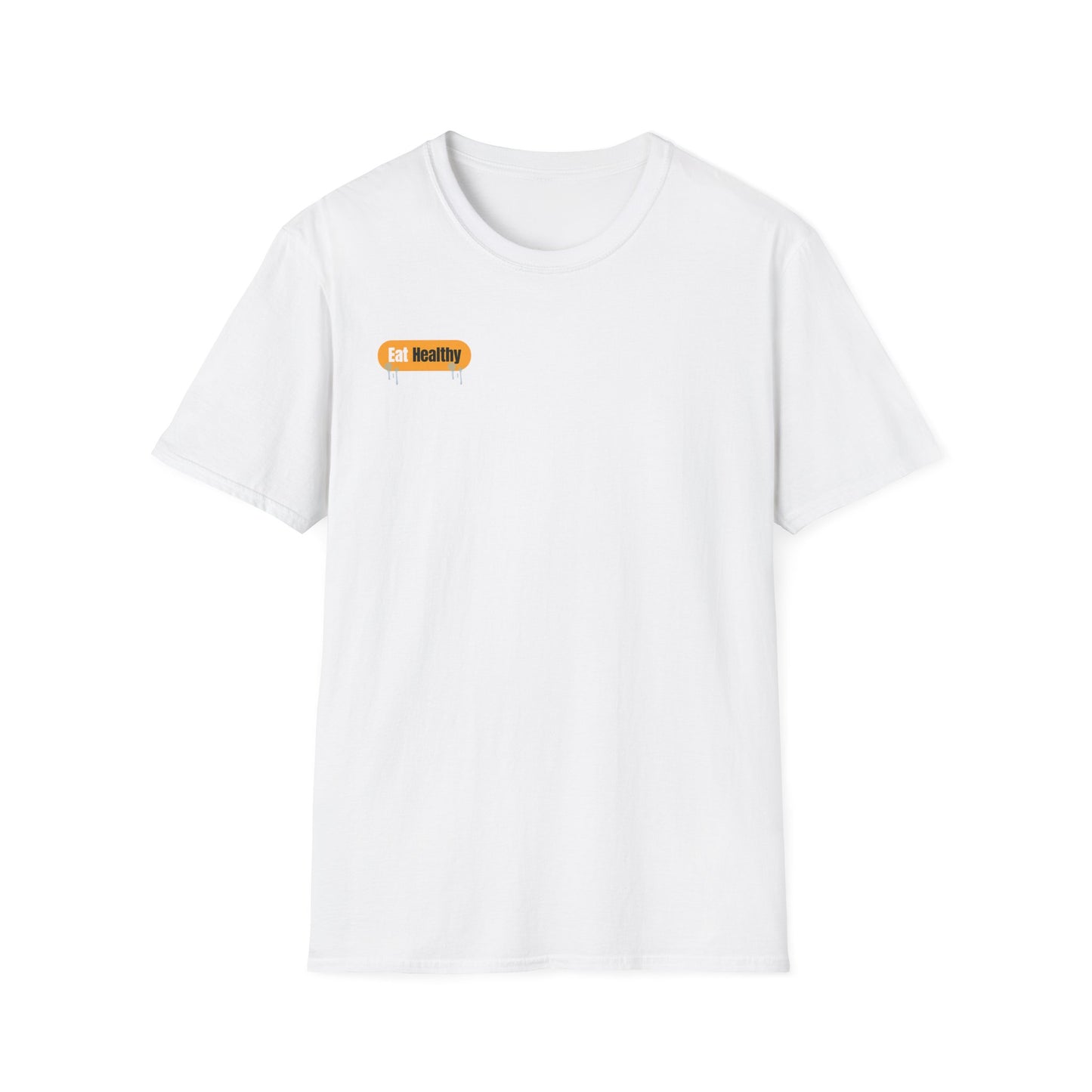 Eat health tee in red text