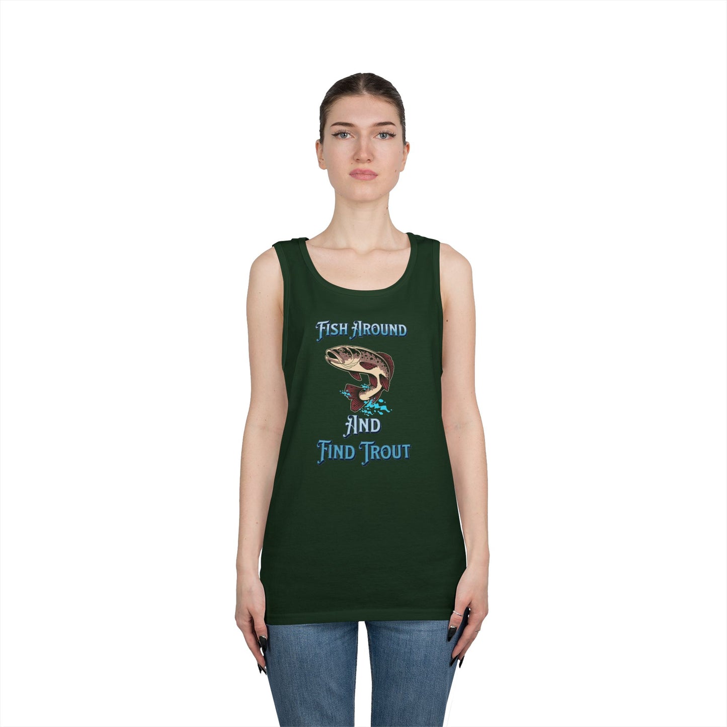 Fish Around Find Trout Tank Top | Trout Fishing Graphic, Angler Shirt
