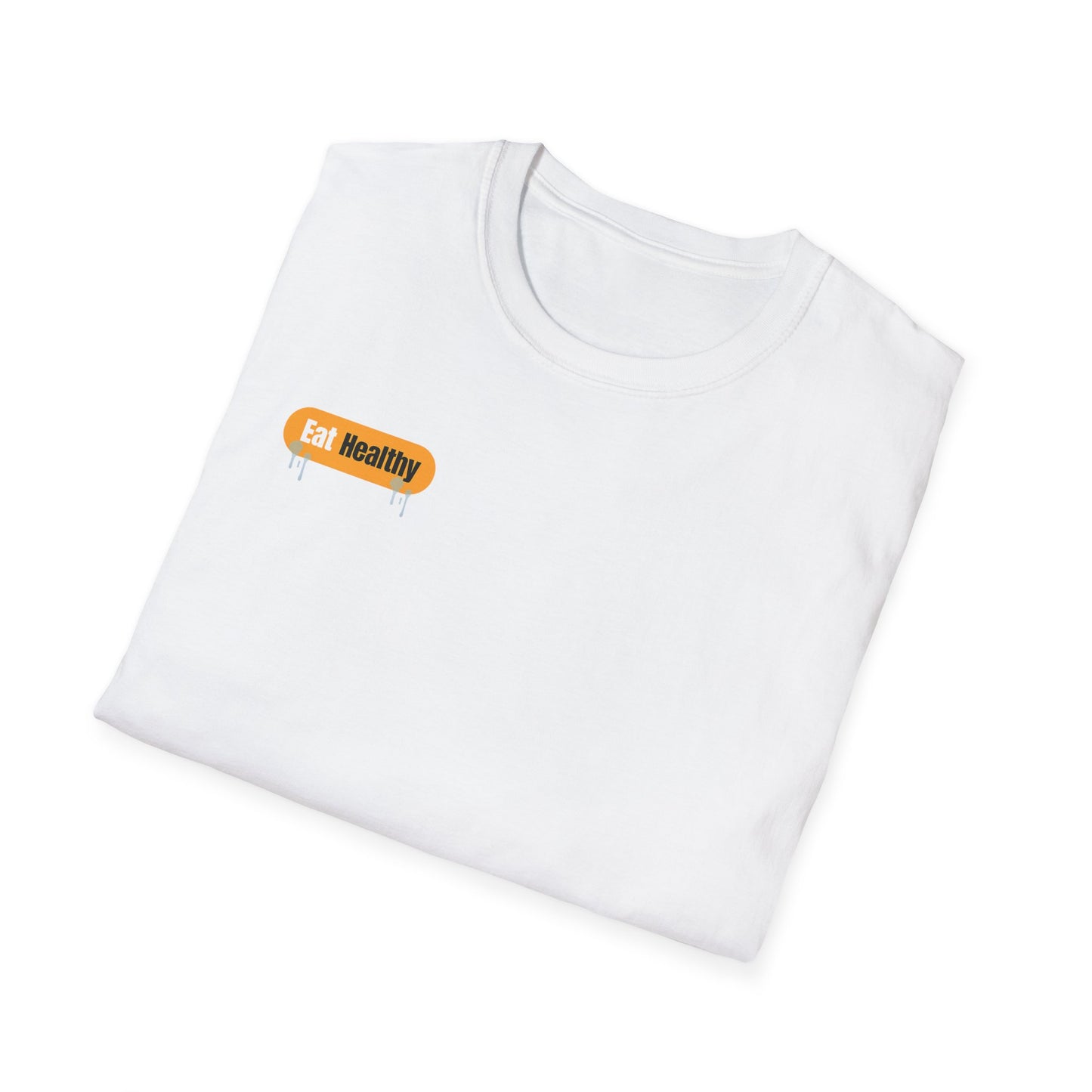 Eat health tee in red text