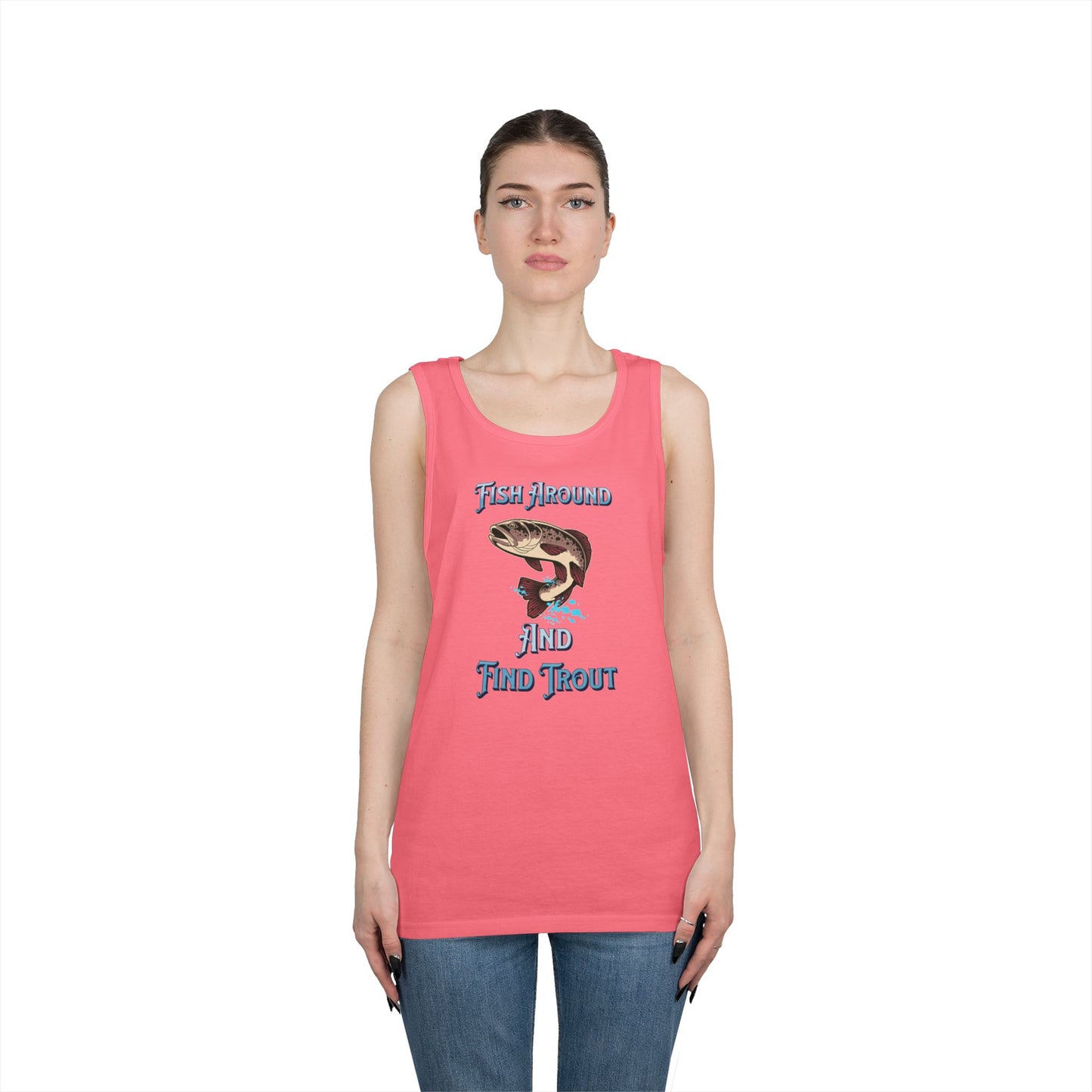 Fish Around Find Trout Tank Top | Trout Fishing Graphic, Angler Shirt