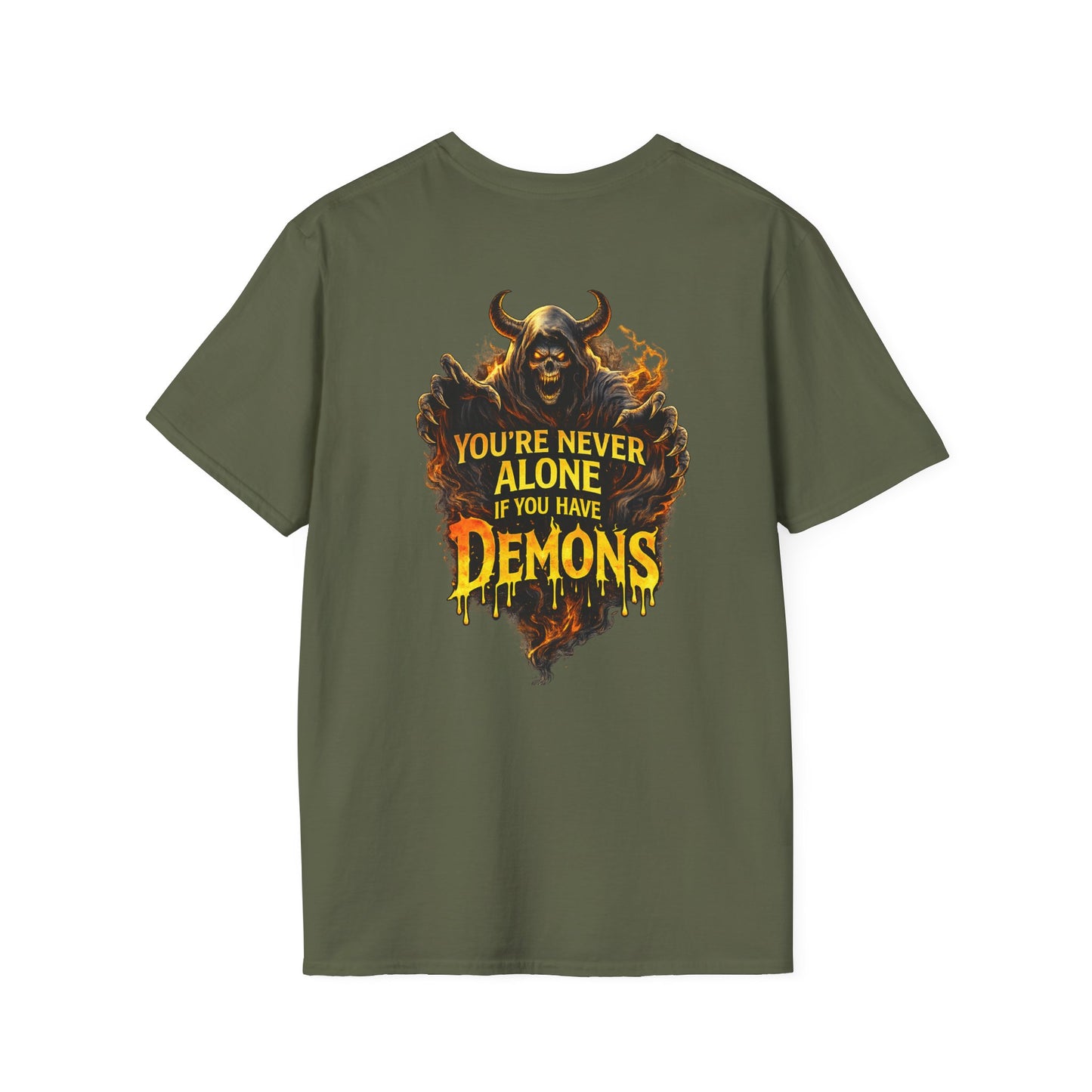 Demon Graphic T-Shirt — "You're Never Alone If You Have Demons" Back Print